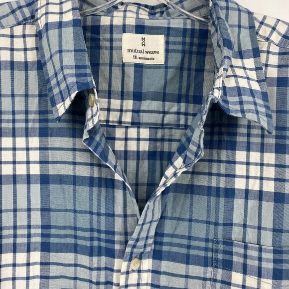 Mutual Wave Blue White Plaid Button-Up Shirt | Size XXL - Picture 5 of 5